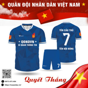 Áo bóng đá thiết kế Quân đội - Xanh dương đậm