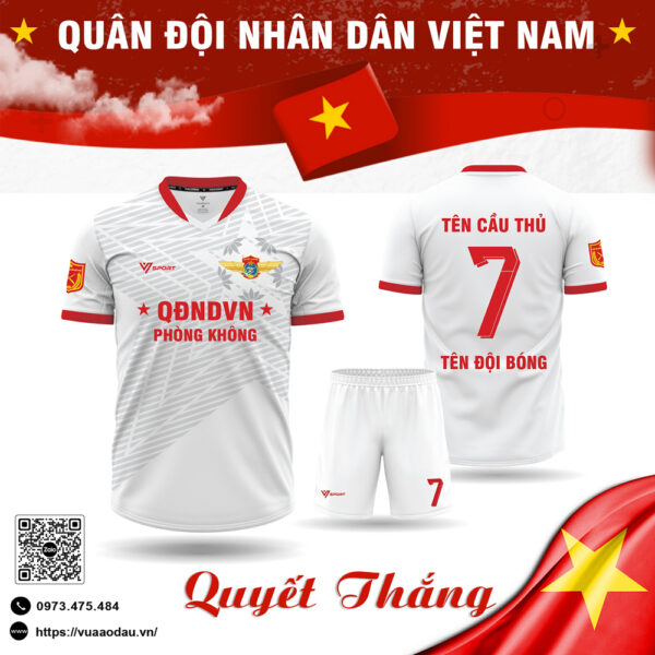 Áo Đấu Quân Đội Việt Nam Phòng Không - Trắng Đỏ Tự Hào Dân Tộc