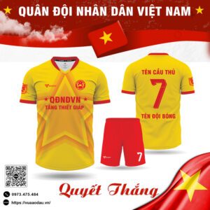 Áo bóng đá thiết kế Quân Đội - Vàng Đỏ Năng Động