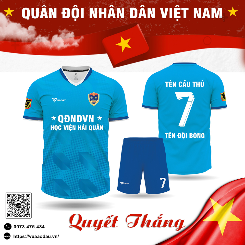 Bộ quần áo thể thao màu xanh dương của Học viện Hải quân