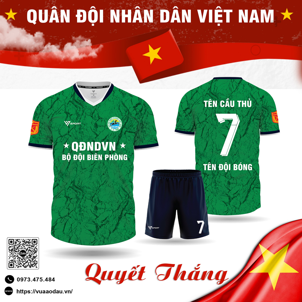 Áo bóng đá thiết kế quân đội màu xanh rằn ri vân đá phối quần xanh tím than