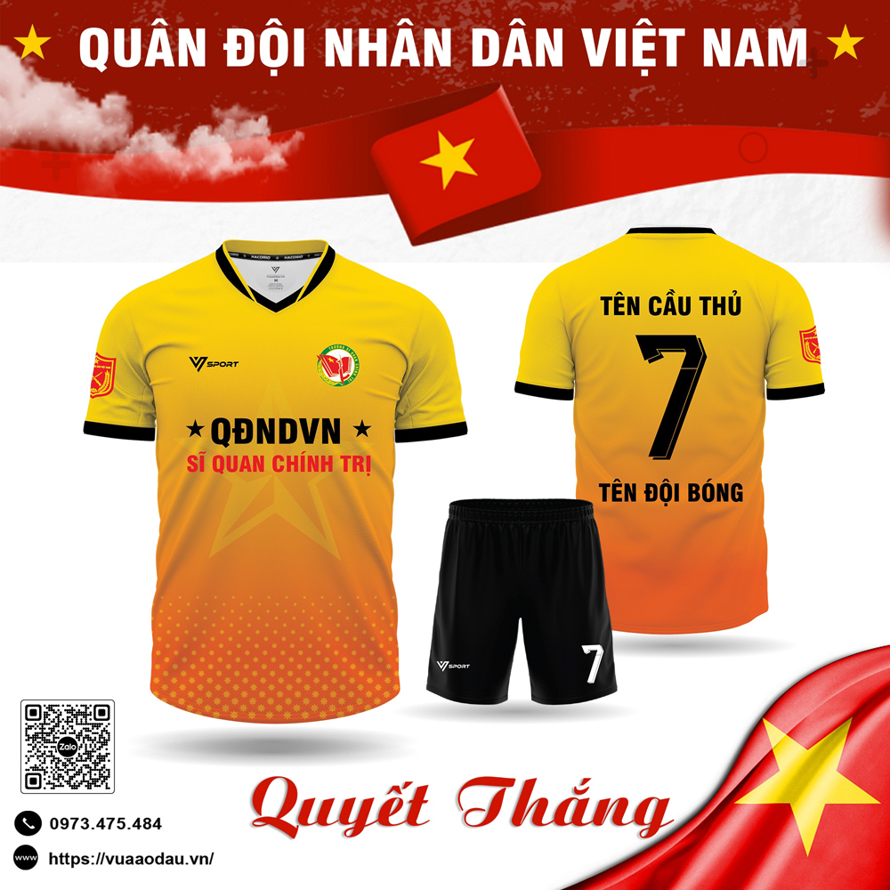 Đồng phục thể thao Quân Đội Nhân Dân Việt Nam màu vàng cam đen