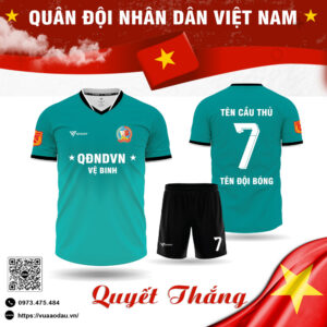 Áo Bóng Đá Thiết Kế Quân Đội - Xanh Ngọc Lam Cá Tính và Đầy Nội Lực