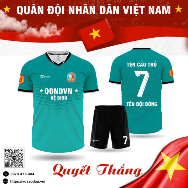 Áo Bóng Đá Thiết Kế Quân Đội - Xanh Ngọc Lam Cá Tính và Đầy Nội Lực