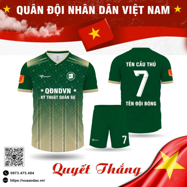 Áo Bóng Đá Thiết Kế Quân Đội Màu Xanh Rêu