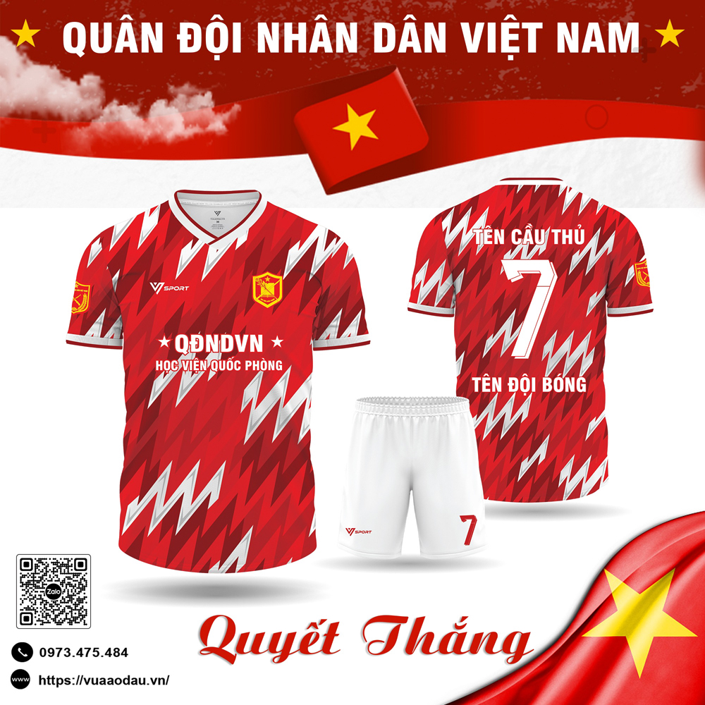 Áo bóng đá thiết kế Quân Đội Nhân Dân Việt Nam màu đỏ