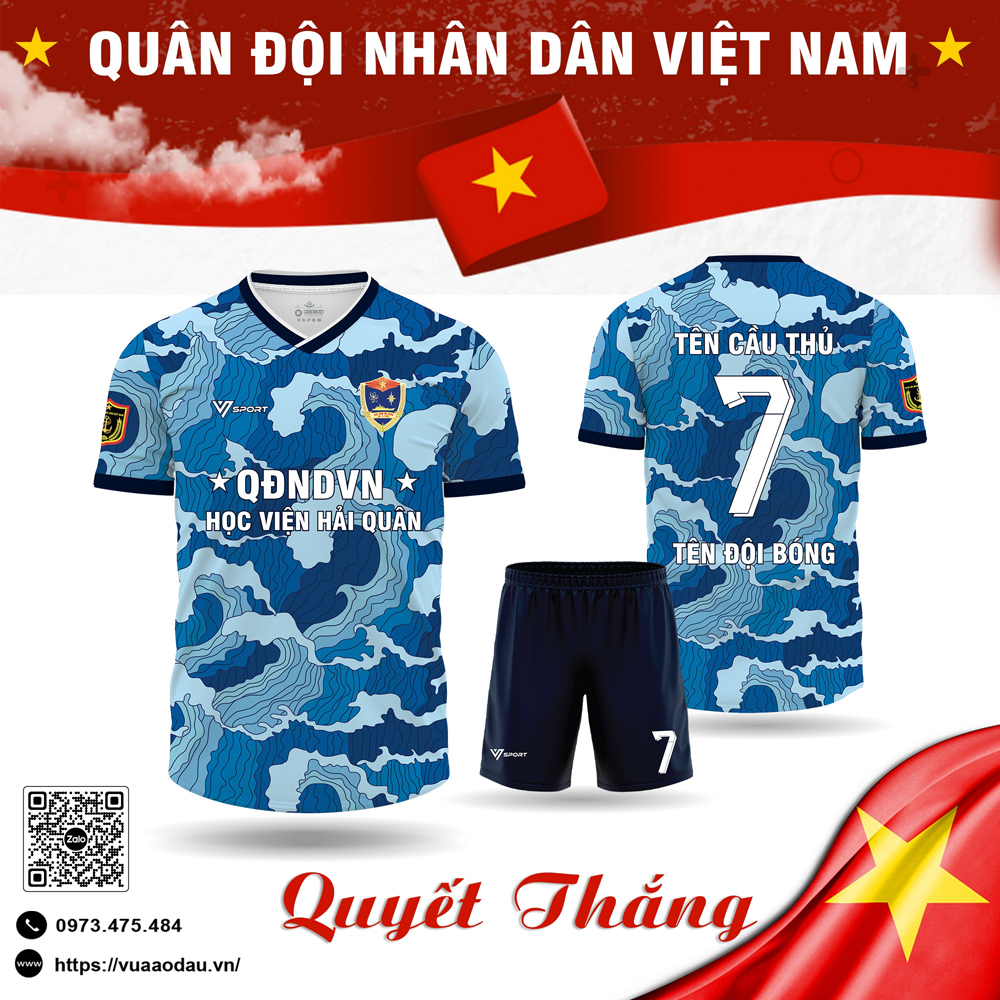 Áo thể thao Đồng phục Hải quân Việt Nam màu xanh lam rằn ri