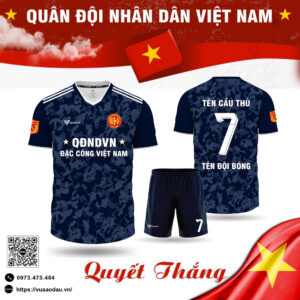 Áo Bóng Đá Thiết Kế Quân Đội – Xanh Tím Than Rằn Ri Đặc Công