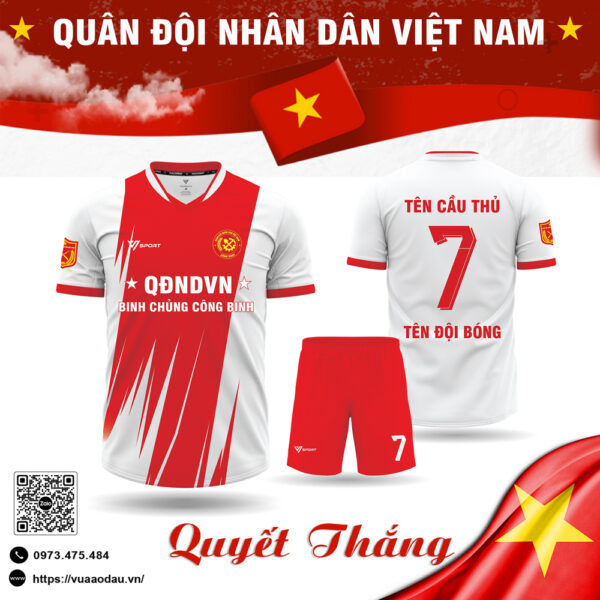 Áo bóng đá Quân đội Nhân dân Việt Nam - Binh chủng Công binh đỏ trắng
