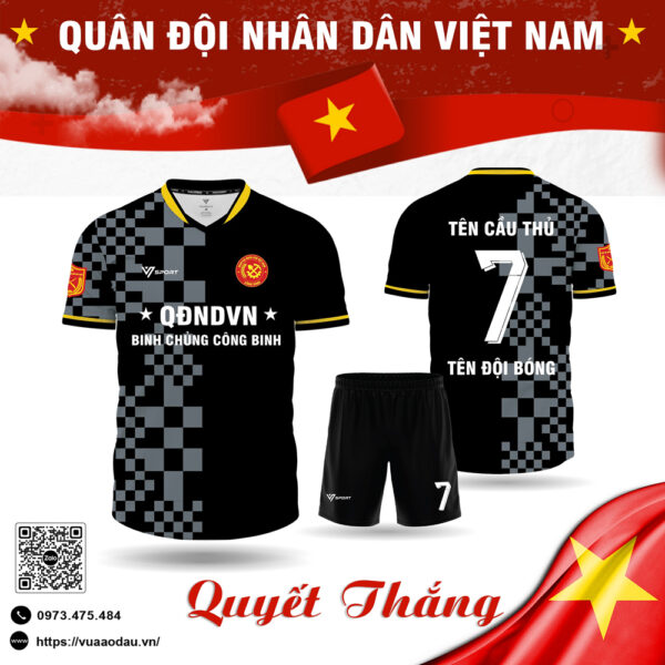 Áo bóng đá thiết kế Quân đội 39 – Tông đen lịch lãm và mạnh mẽ