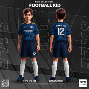 Đồng phục bóng đá trẻ em FOOTBALL KID xanh navy cá tính