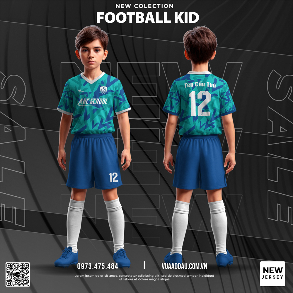 Đồng phục bóng đá trẻ em xanh lá rằn ri Football Kid – NEW COLLECTION