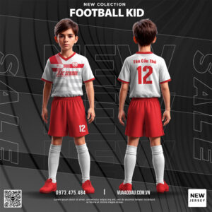 Bộ Đồ Bóng Đá Trẻ Em Football Kid Đỏ Trắng Năng Động