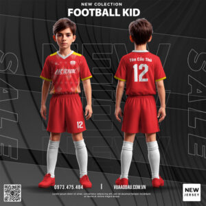 Áo bóng đá trẻ em Football Kid đỏ tươi – Năng động & nổi bật