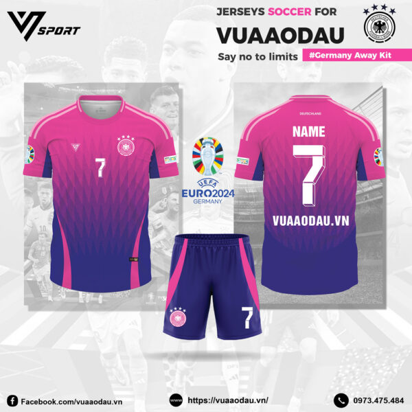 Áo Đội Tuyển Đức Sân Khách EURO 2024 - Phiên Bản Màu Hồng Tím Cá Tính