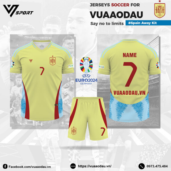 Áo Đội Tuyển Tây Ban Nha Euro 2024 Sân Khách - Màu Vàng Chanh Nhạt