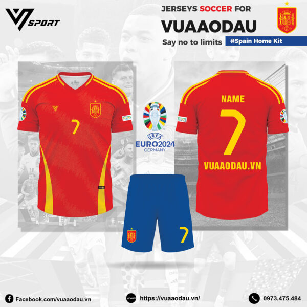 Áo Đội Tuyển Tây Ban Nha EURO 2024 Sân Nhà Màu Đỏ