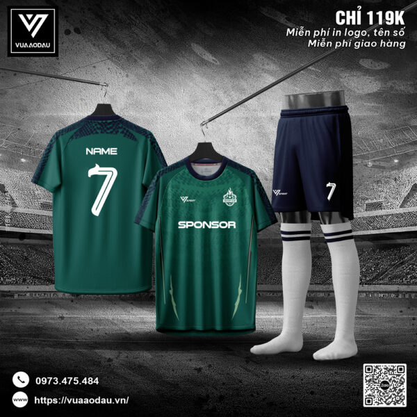 Áo bóng đá thiết kế Xanh Rêu Navy - Thoáng mát, cá tính & đậm chất thể thao