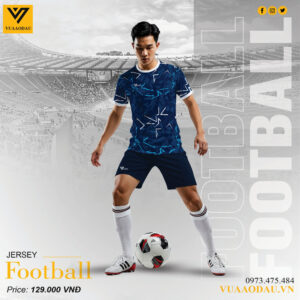 Áo bóng đá thiết kế độc lạ màu xanh navy - Form body fit chuẩn nam giới