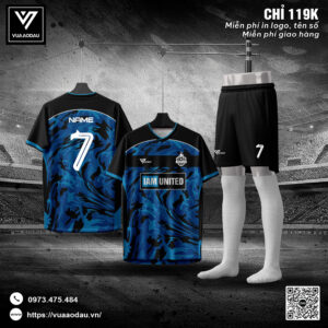 Áo bóng đá thiết kế màu đen xanh navy camo