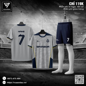 Áo Bóng Đá Màu Xám Bạc Phối Xanh Navy – Thiết Kế Hiện Đại, Đẳng Cấp Sân Cỏ