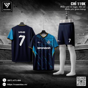 Áo Đấu Thiết Kế Màu Navy Xanh Dương Vàng Neon - Mạnh Mẽ Và Cá Tính