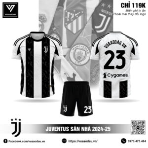 Áo đấu Juventus sân nhà 2024-25 màu trắng đen họa tiết ngựa vằn