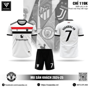 Áo đấu MU sân khách 2024–2025 trắng - bản official thiết kế thể thao, công nghệ TECHDRY