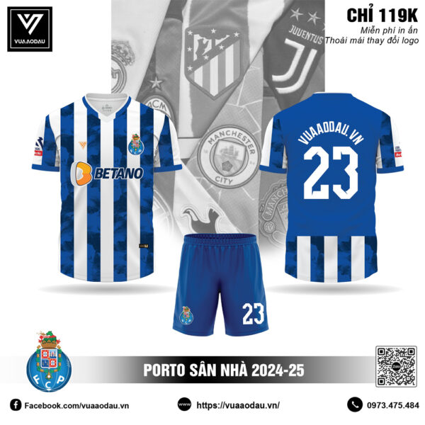 Áo đấu Porto sân nhà 2024-25 xanh trắng chính hãng