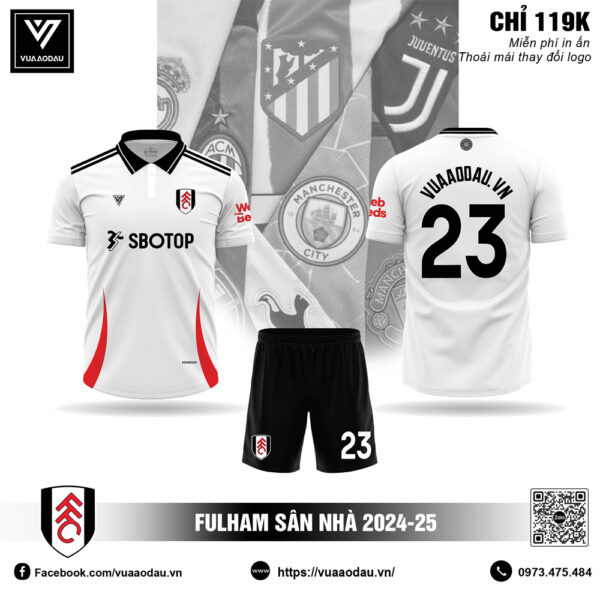 Áo đấu Fulham 2024–25 sân nhà màu trắng đen