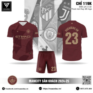 Áo đấu MANCITY sân khách 2024-25 - Đỏ bordeaux sang trọng