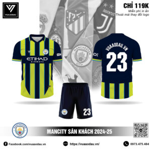 Áo đấu Manchester City 2024-2025 sân khách – Xanh Navy Vàng Neon