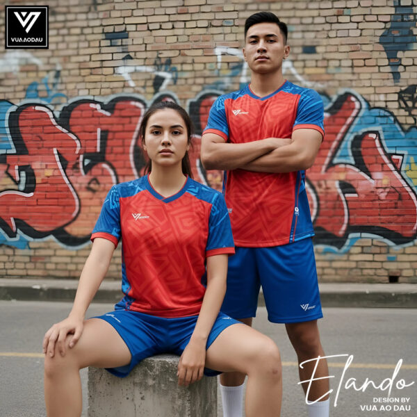 Bộ Quần Áo Thể Thao Elandor Đỏ Phối Xanh Dương – Vua Áo Đấu