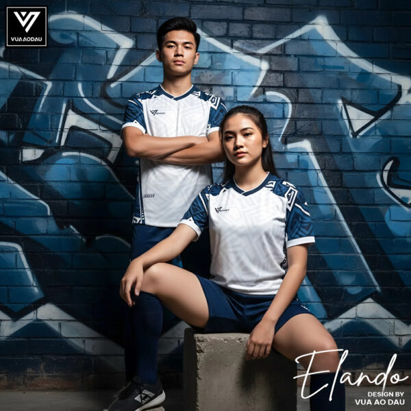 Bộ đồ thể thao Elandor trắng phối navy - Năng động & Thời thượng