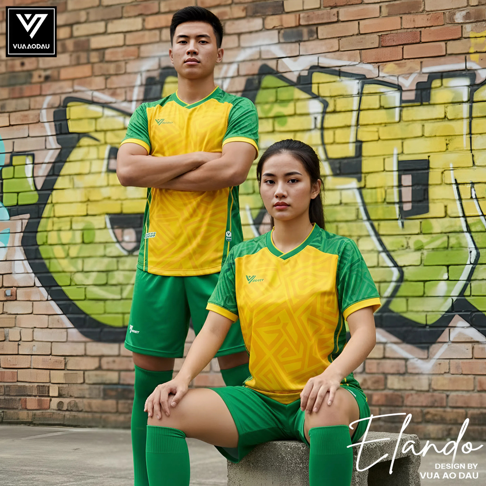 Bộ đồ thể thao Elando màu vàng phối xanh lá - thiết kế unisex, trẻ trung và năng động