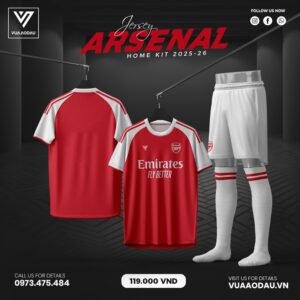 Áo đấu Arsenal Sân Nhà 2025-2026 Màu Đỏ Trắng