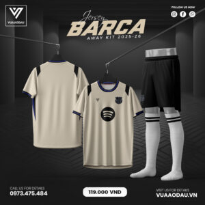 Áo Đấu Barca Away 2025-2026 Màu Kem Trung Tính