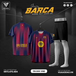 Áo Bóng Đá CLB Barcelona 2025/26 Sân Nhà – Xanh Lam Đỏ Đô