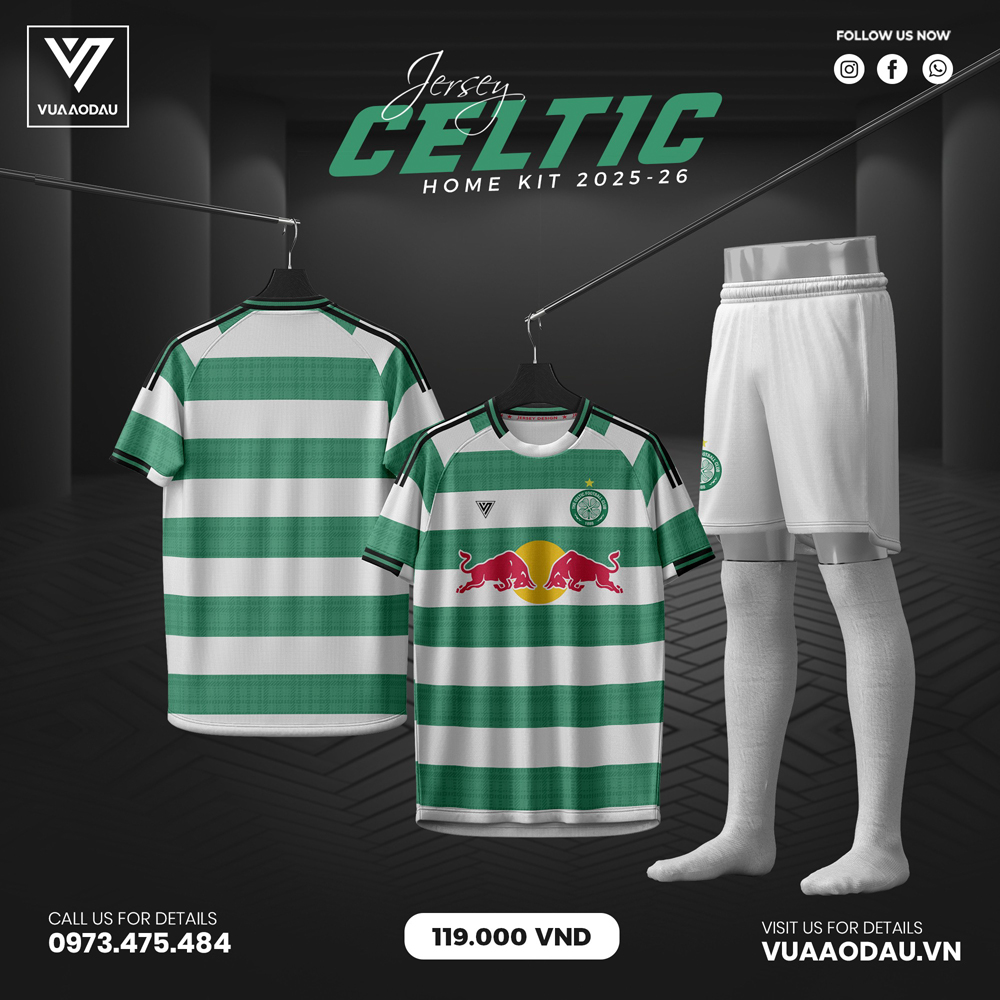 Áo Bóng Đá Celtic Sân Nhà 2025-26 Màu Xanh Lá - Vua Áo Đấu