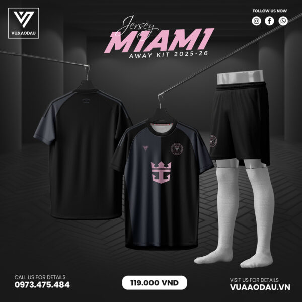 Áo Bóng Đá Jersey Miami Away 2025-26 - Đen Nhám Cá Tính