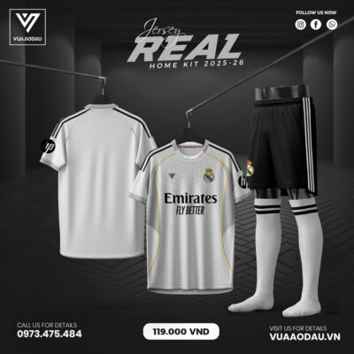 Real Madrid Home Kit 2025-26 - Trắng Hoàng Gia Đẳng Cấp