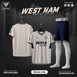 Áo Bóng Đá West Ham 2025-26 Sân Khách - Trắng Ngà & Navy