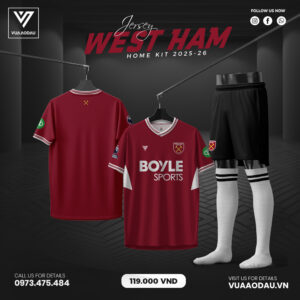 West Ham Home Kit 2025/26 - Đỏ rượu vang cổ điển