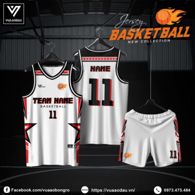 Đồng phục bóng rổ trắng đỏ đen – Năng động & cá tính 2025