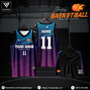 Đồng phục bóng rổ xanh dương đậm màu loang - Thiết kế hiện đại, chất thể thao