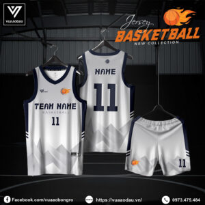 Áo Bóng Rổ Trắng Xám Bạc Viền Xanh - Thiết Kế Thể Thao Nổi Bật 2025