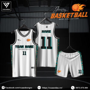 Áo Bóng Rổ Nam Trắng Xanh Ngọc – Cá Tính & Thoáng Mát Cho Mùa Giải 2025