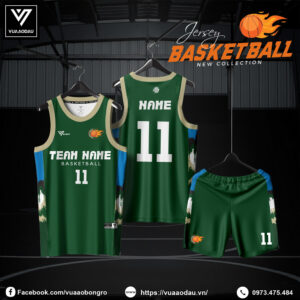 Đồng Phục Bóng Rổ 2025 Xanh Lá Đậm - Thiết Kế Núi Rừng Cá Tính