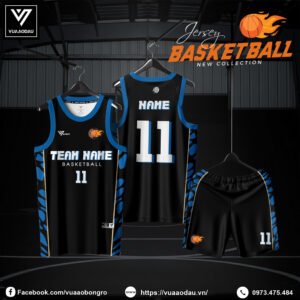 Áo Bóng Rổ Unisex Đen Viền Xanh – Thiết Kế Năng Động, Cá Tính