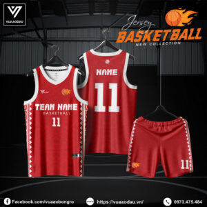 Đồng phục bóng rổ đỏ tươi viền trắng – Thiết kế truyền thống, cháy cùng tinh thần thi đấu